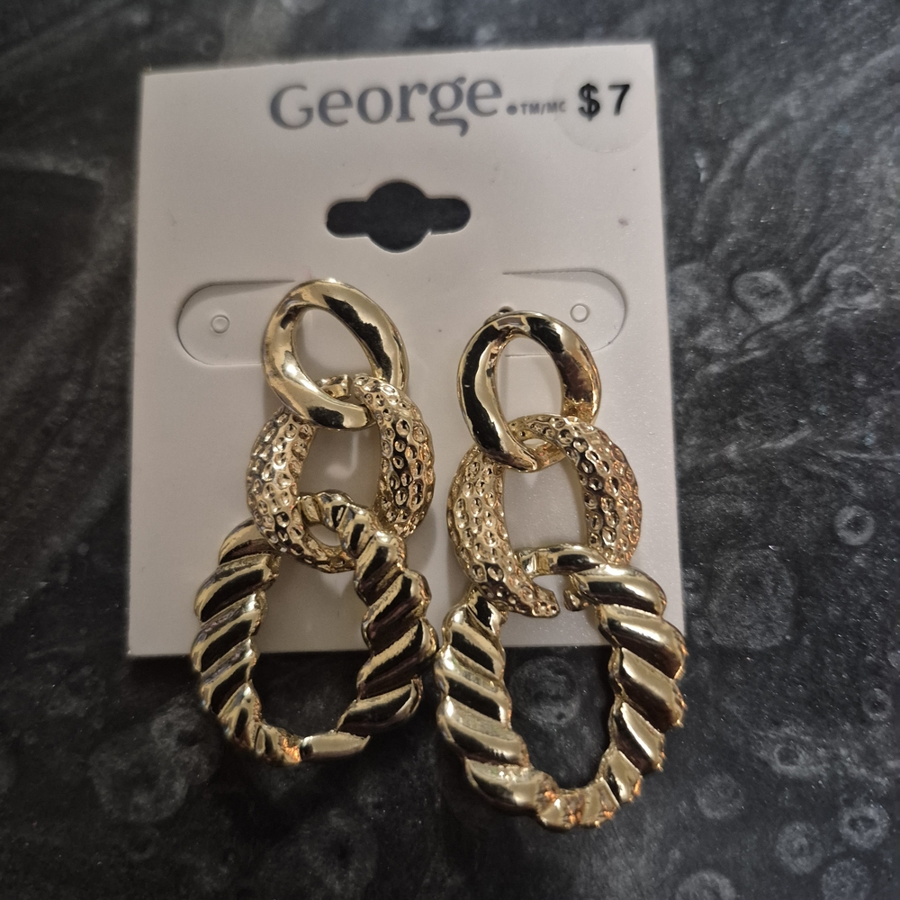 George Gold-Tone Textured Link Earrings
